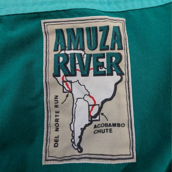 Vintage Adidas Amuza River Kayaking Graphic Sweatshirt Teal Orange Mens XL - Picture 9 of 11